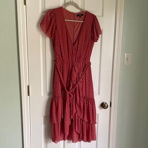 Lulu's Pink Polka Dot Midi Dress